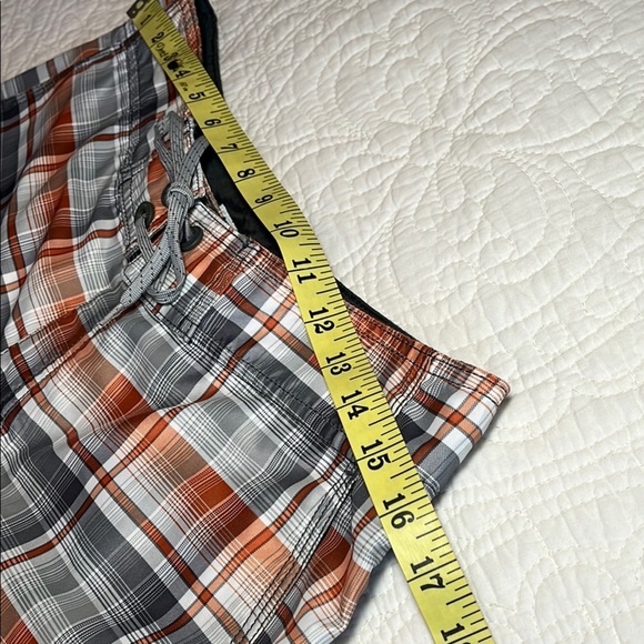 Columbia Board Shorts Mens 30 Plaid Orange Gray Swimsuit Sportswear Preppy - Picture 6 of 16
